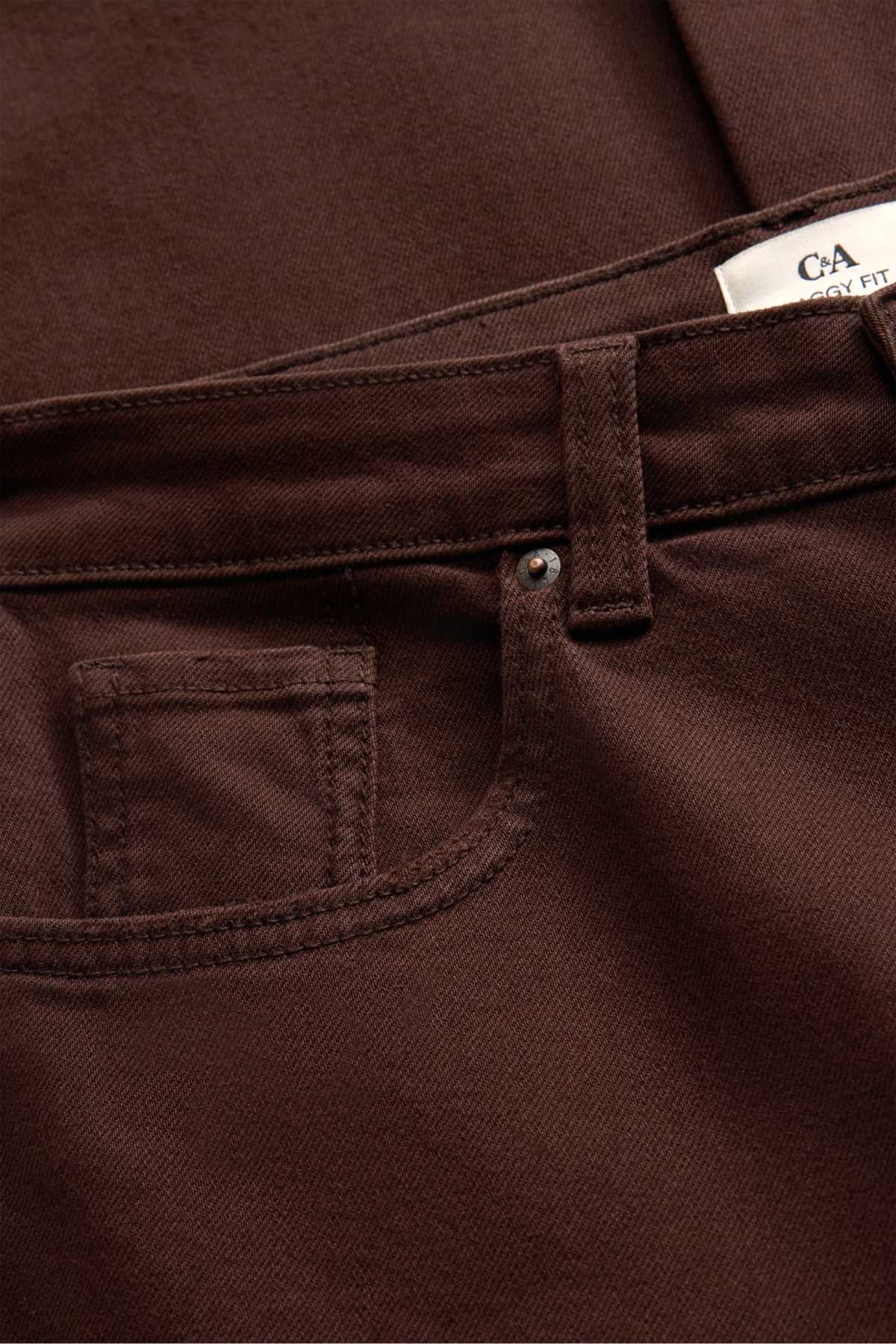 Baggy jeans - mid-rise waist - dark brown