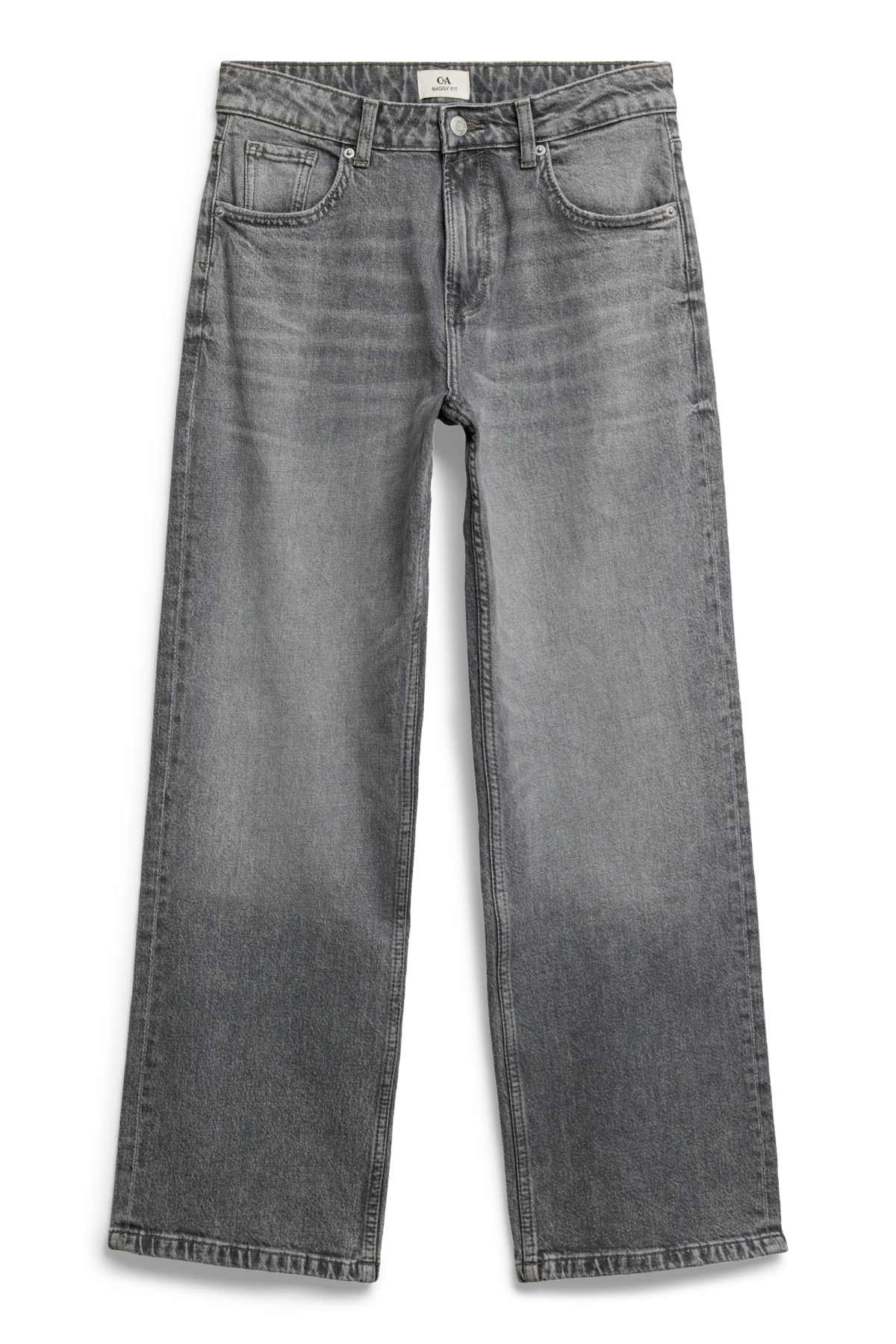 Baggy jeans - mid-rise waist - denim-gray