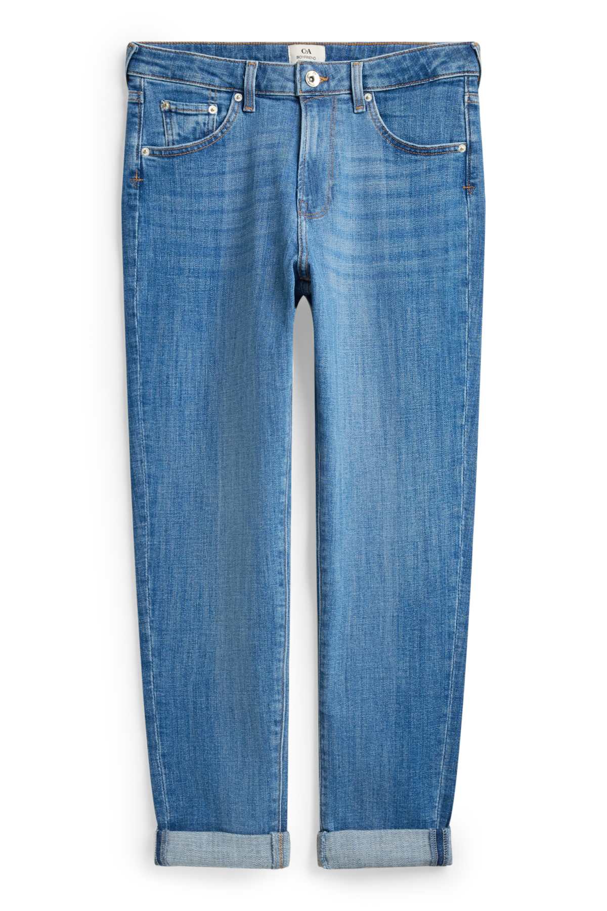 Boyfriend jeans - mid-rise waist - blue denim