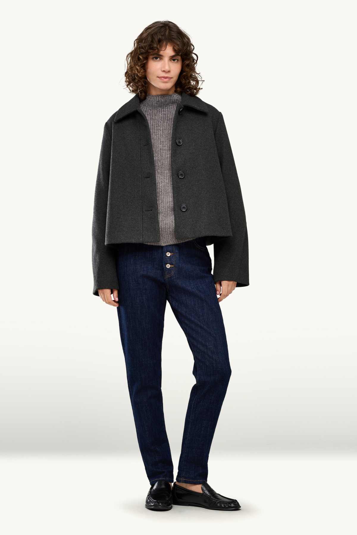 Boyfriend jeans - mid-rise waist - denim-dark blue