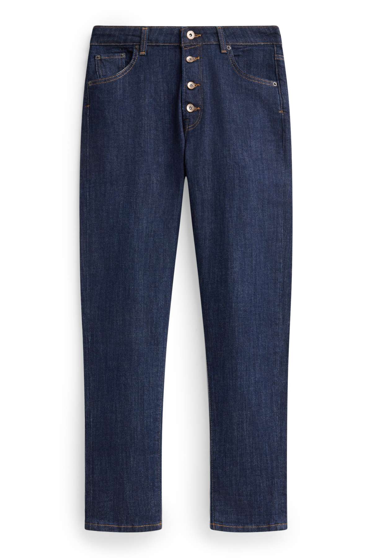 Boyfriend jeans - mid-rise waist - denim-dark blue