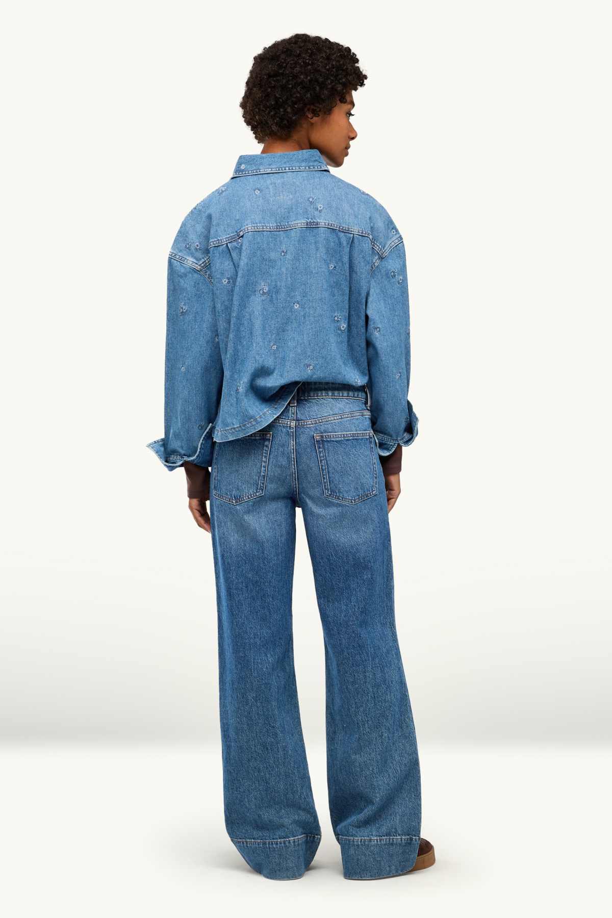 Wide leg jeans - low-rise waist - blue denim