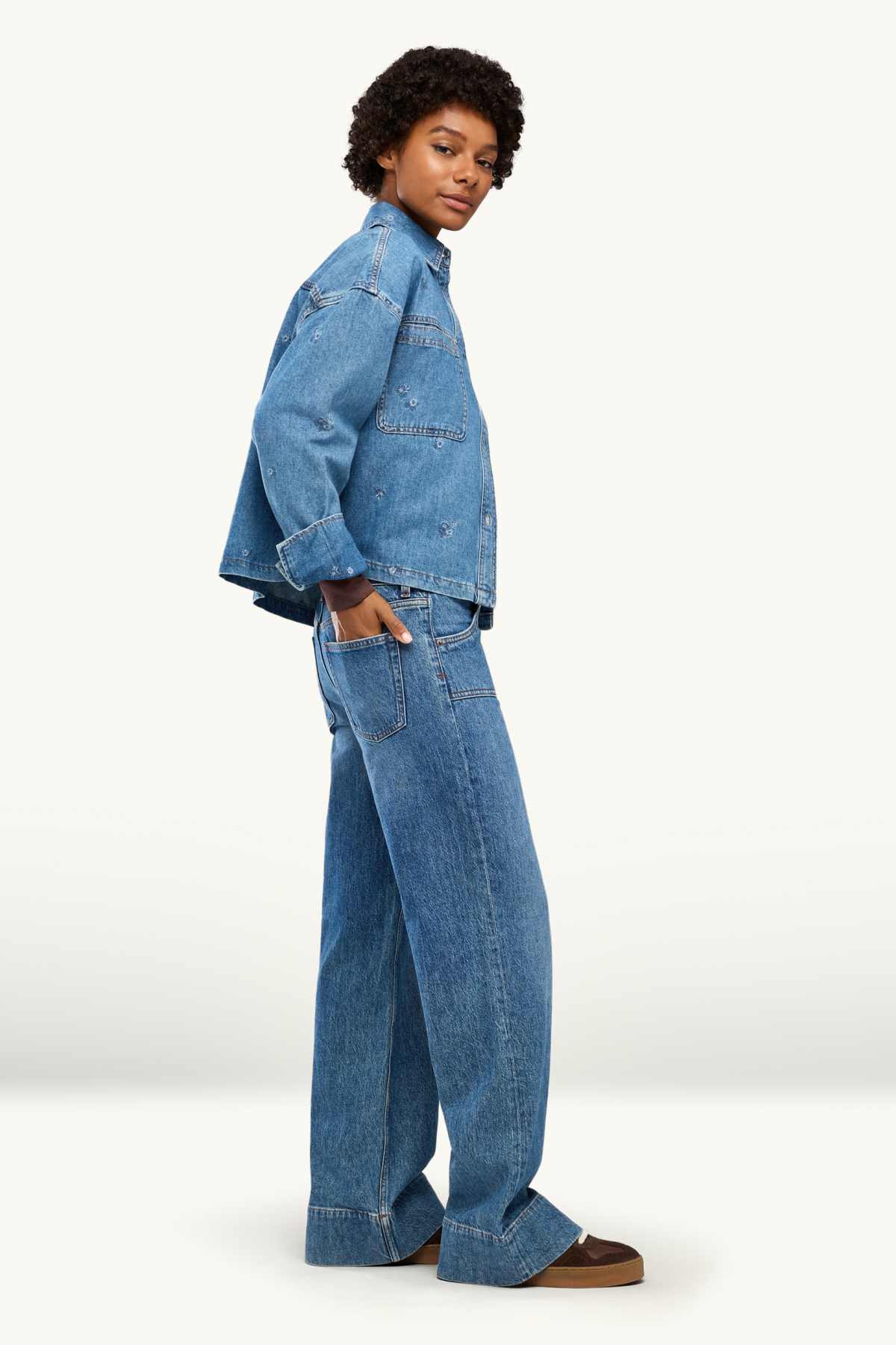 Wide leg jeans - low-rise waist - blue denim