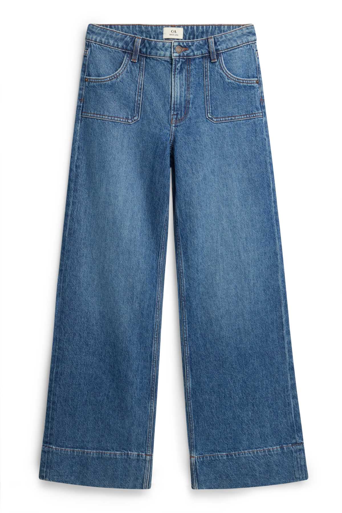 Wide leg jeans - low-rise waist - blue denim