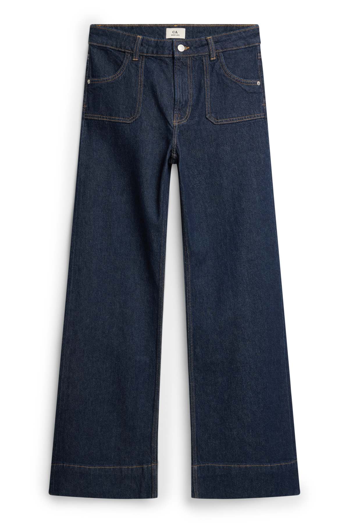 Wide leg jeans - low-rise waist - denim-dark blue