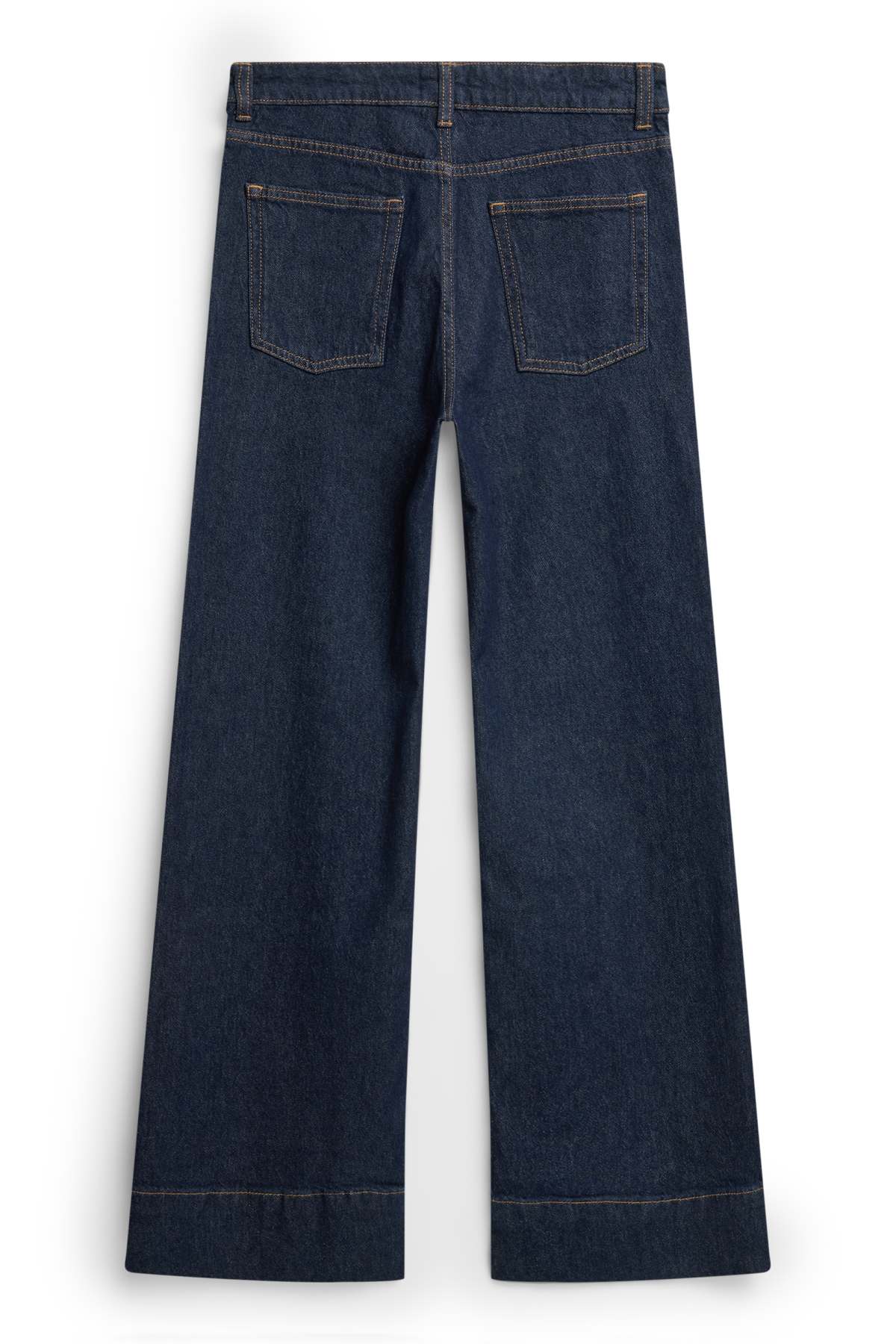 Wide leg jeans - low-rise waist - denim-dark blue