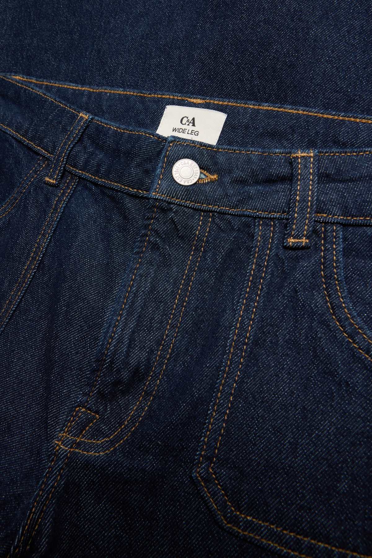 Wide leg jeans - low-rise waist - denim-dark blue