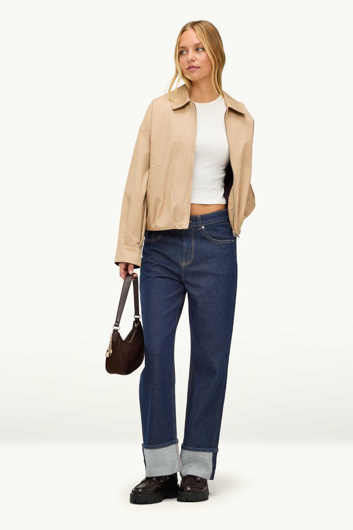 Baggy jeans - mid-rise waist - denim-dark blue