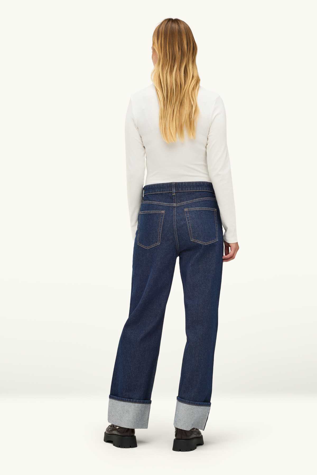 Baggy jeans - mid-rise waist - denim-dark blue