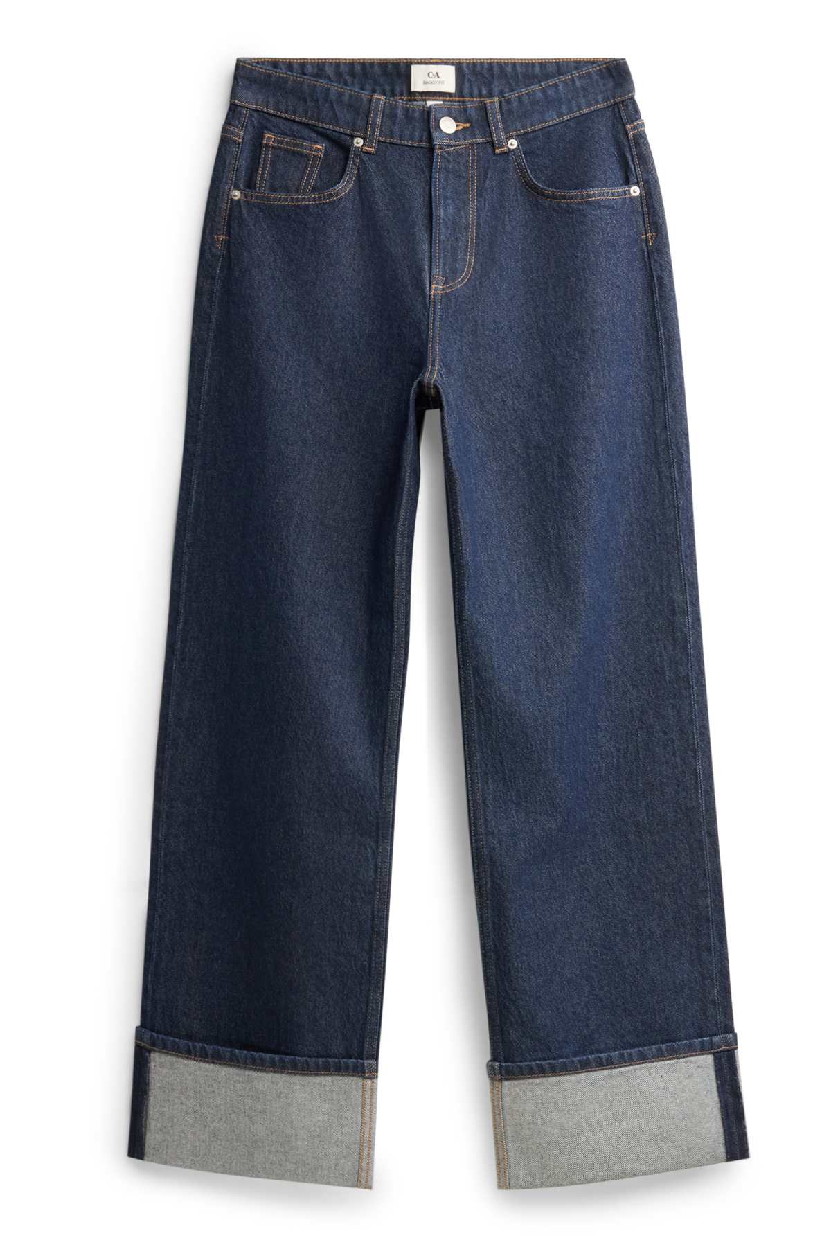 Baggy jeans - mid-rise waist - denim-dark blue