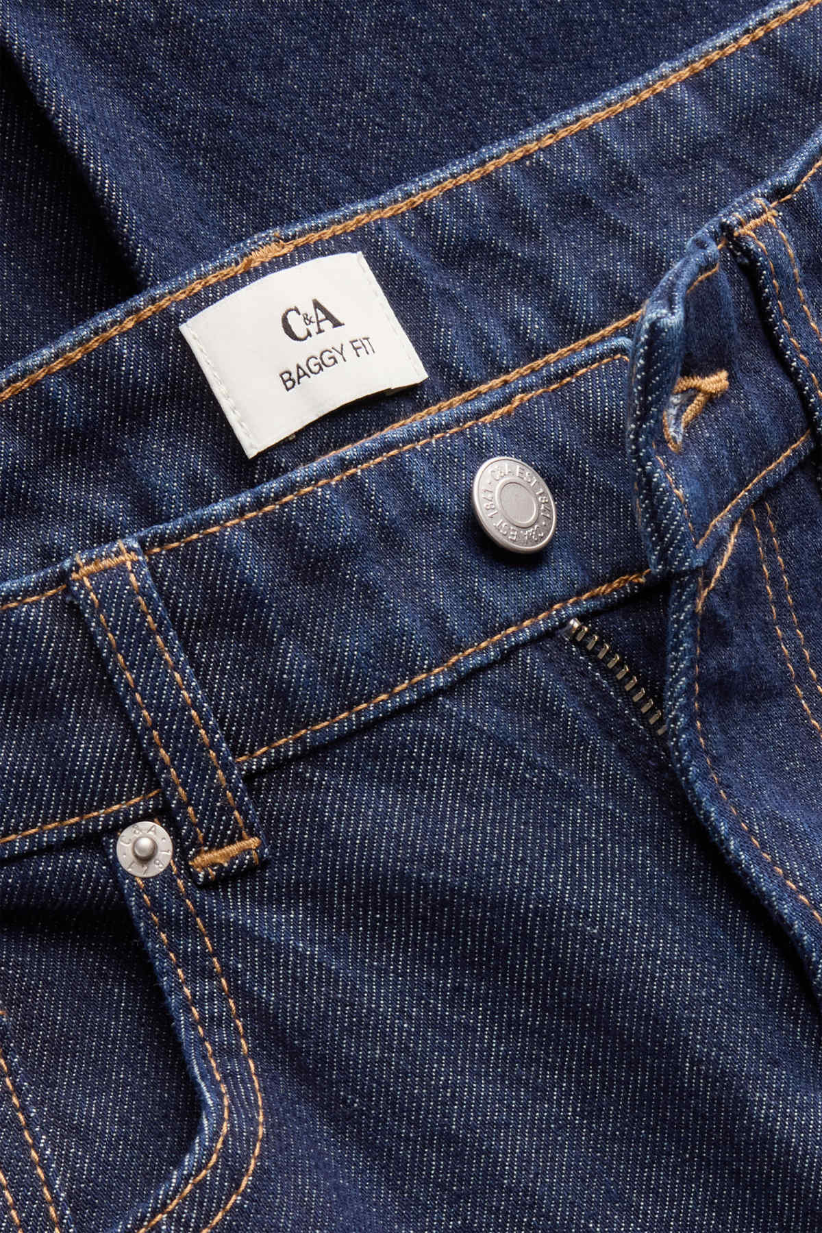 Baggy jeans - mid-rise waist - denim-dark blue