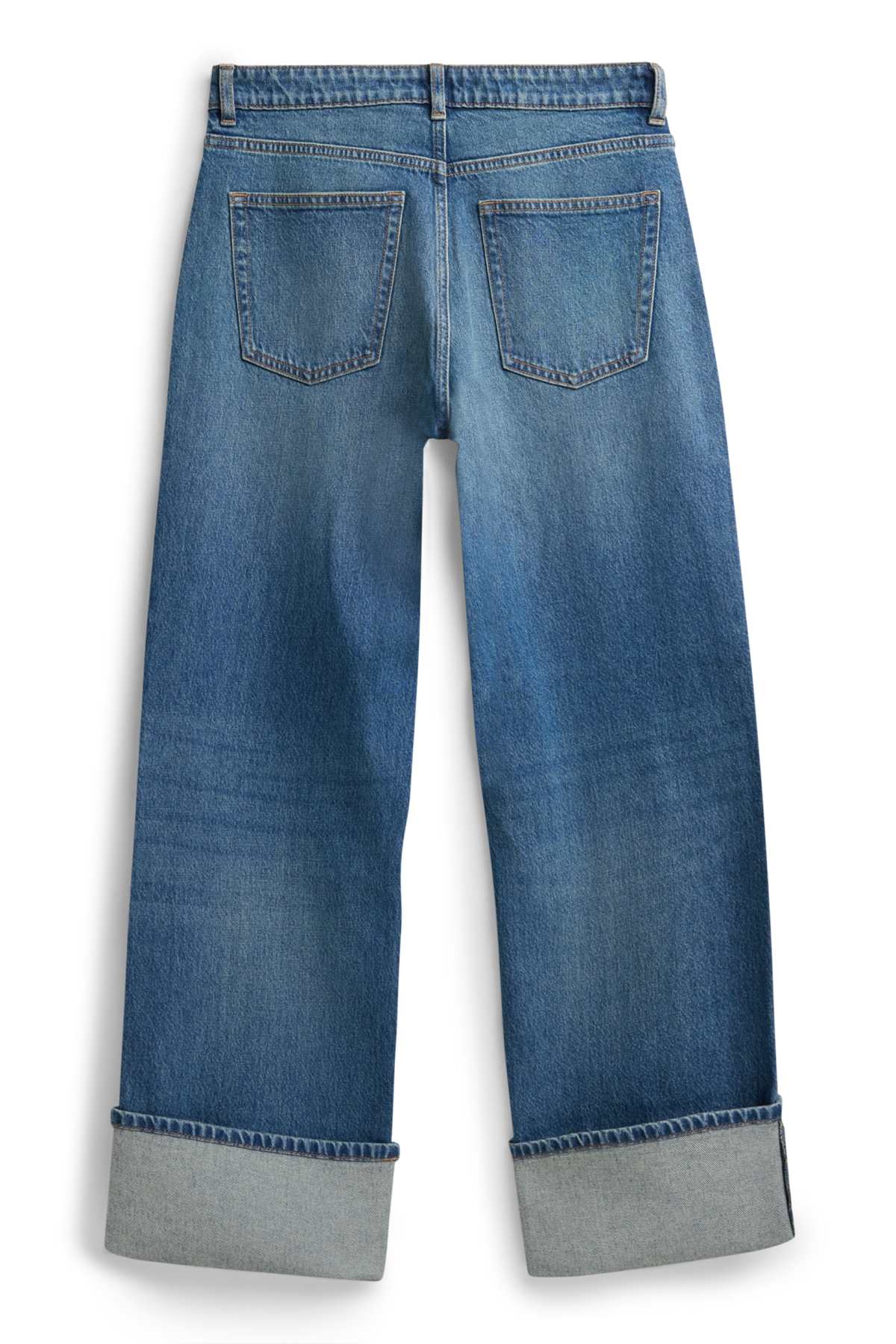 Baggy jeans - mid-rise waist - blue denim