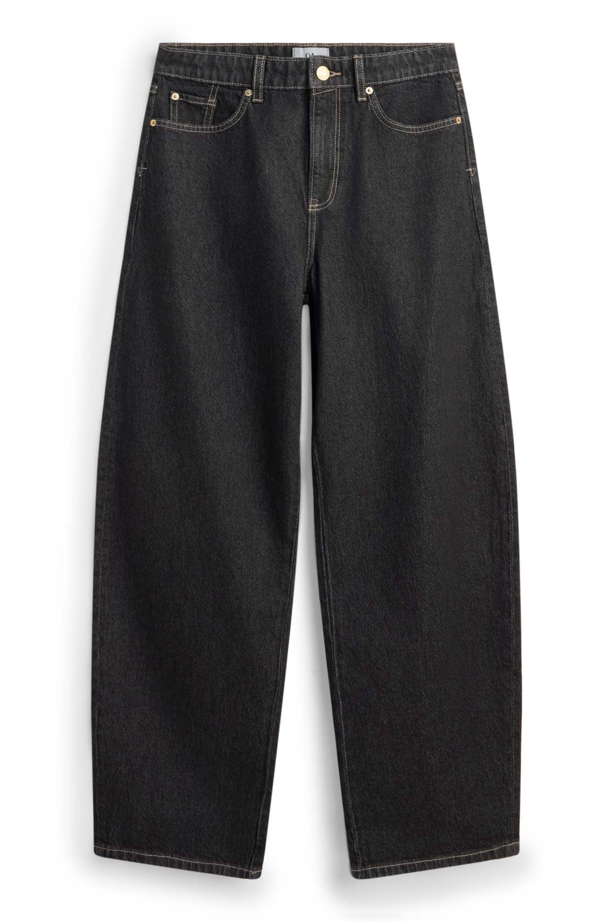 Barrel jeans - mid-rise waist - denim-dark gray