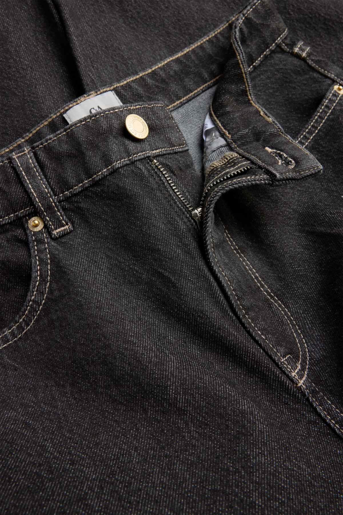 Barrel jeans - mid-rise waist - denim-dark gray