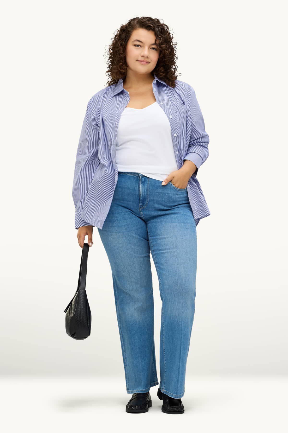 Shirt blouse - striped - blue / white