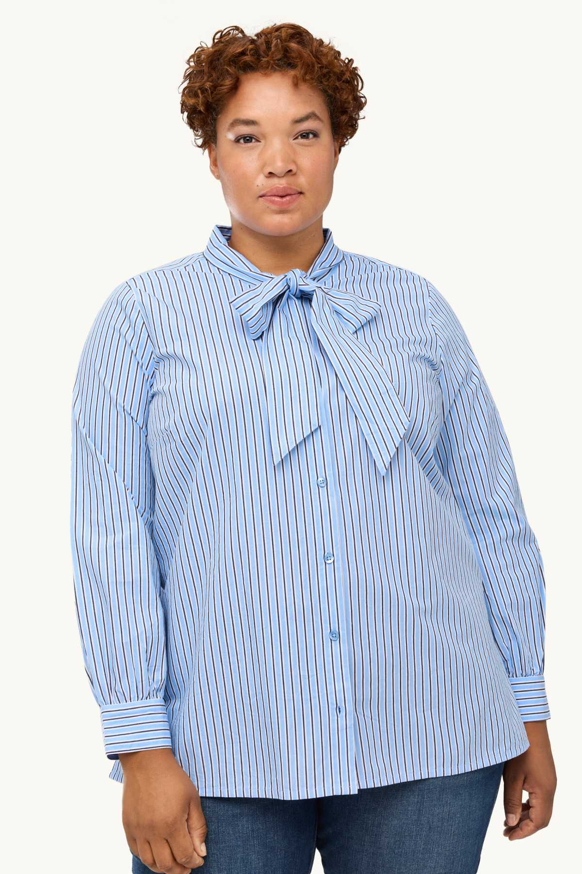 Blouse - striped - blue / light blue
