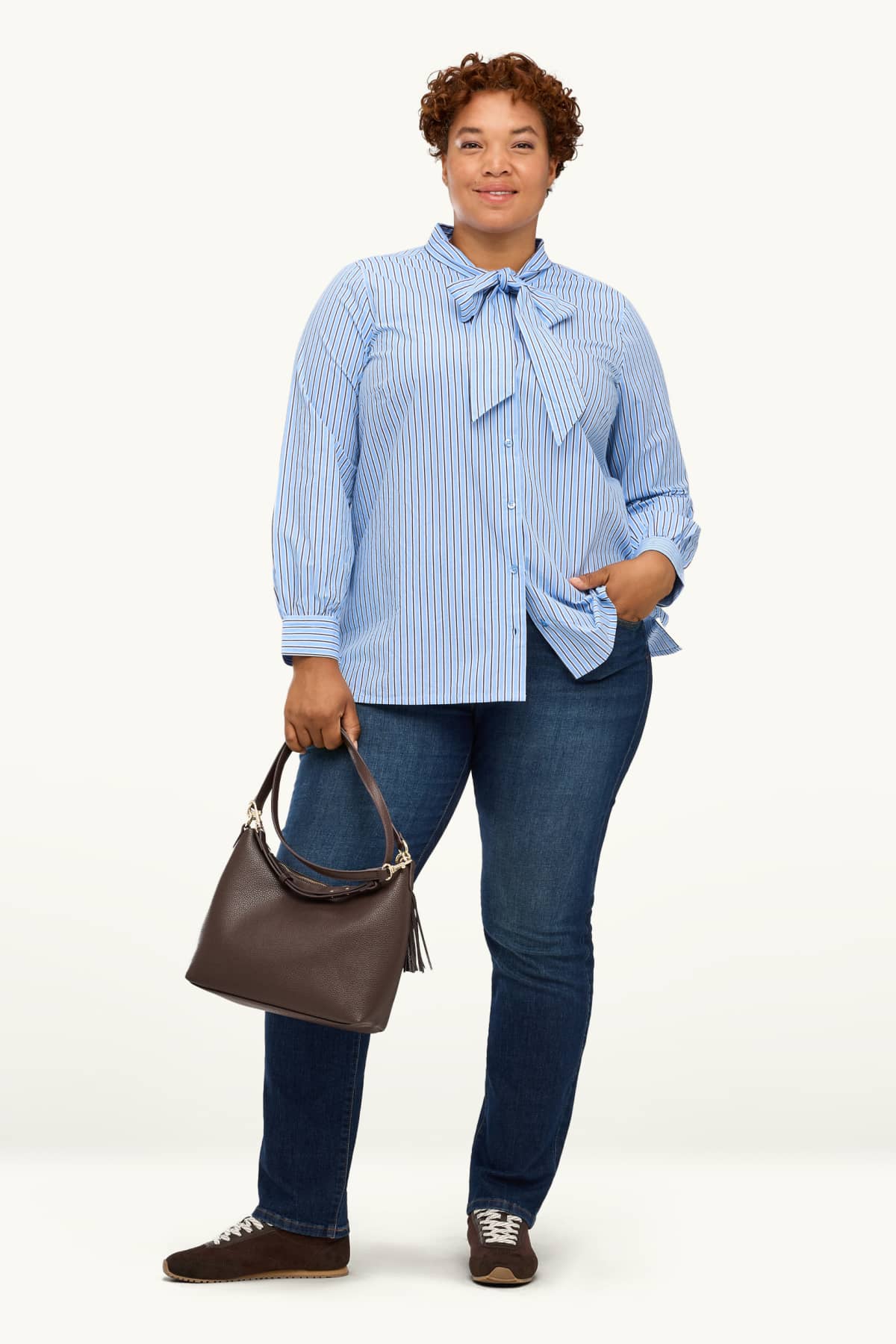 Blouse - striped - blue / light blue