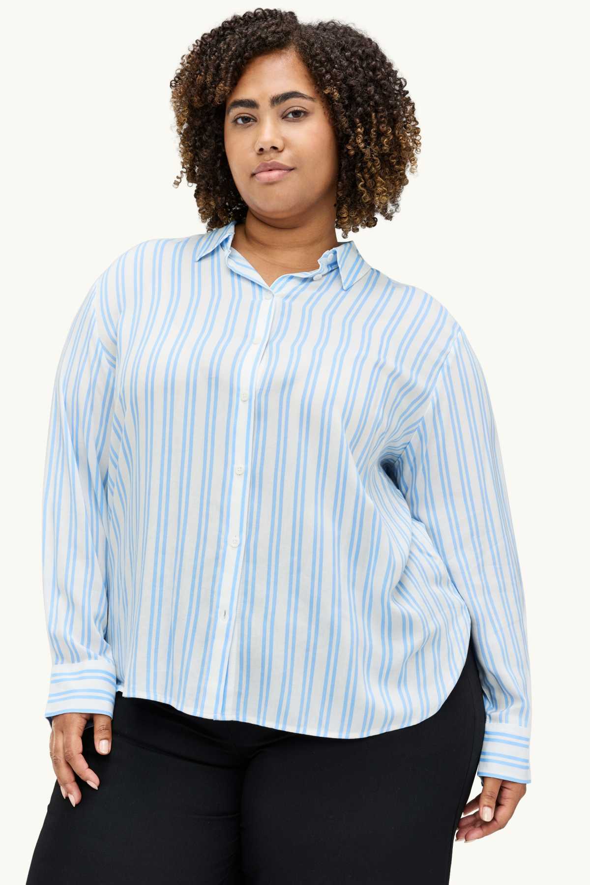 Shirt blouse - striped - white / light blue