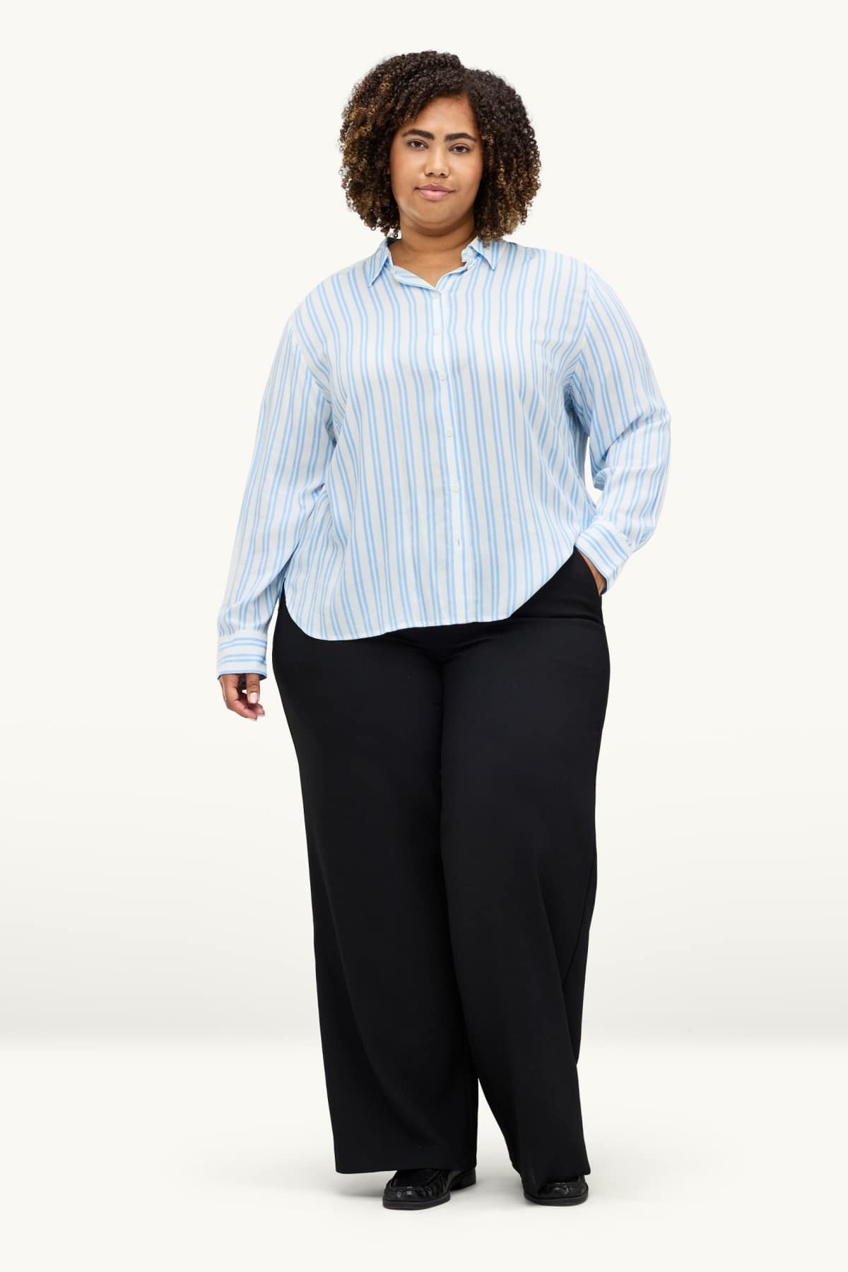 Shirt blouse - striped - white / light blue