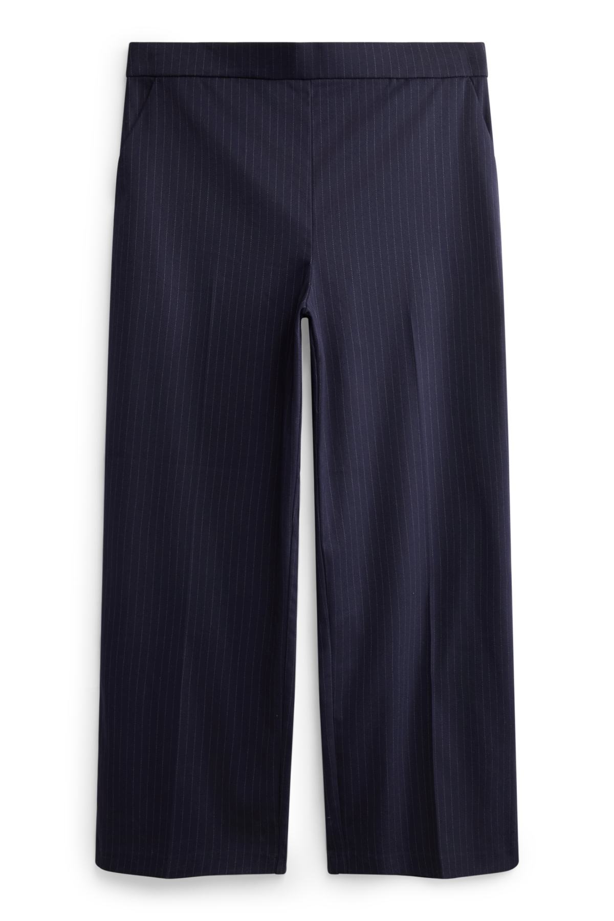 Cloth trousers - mid-rise waist - wide leg - pinstripes - dark blue
