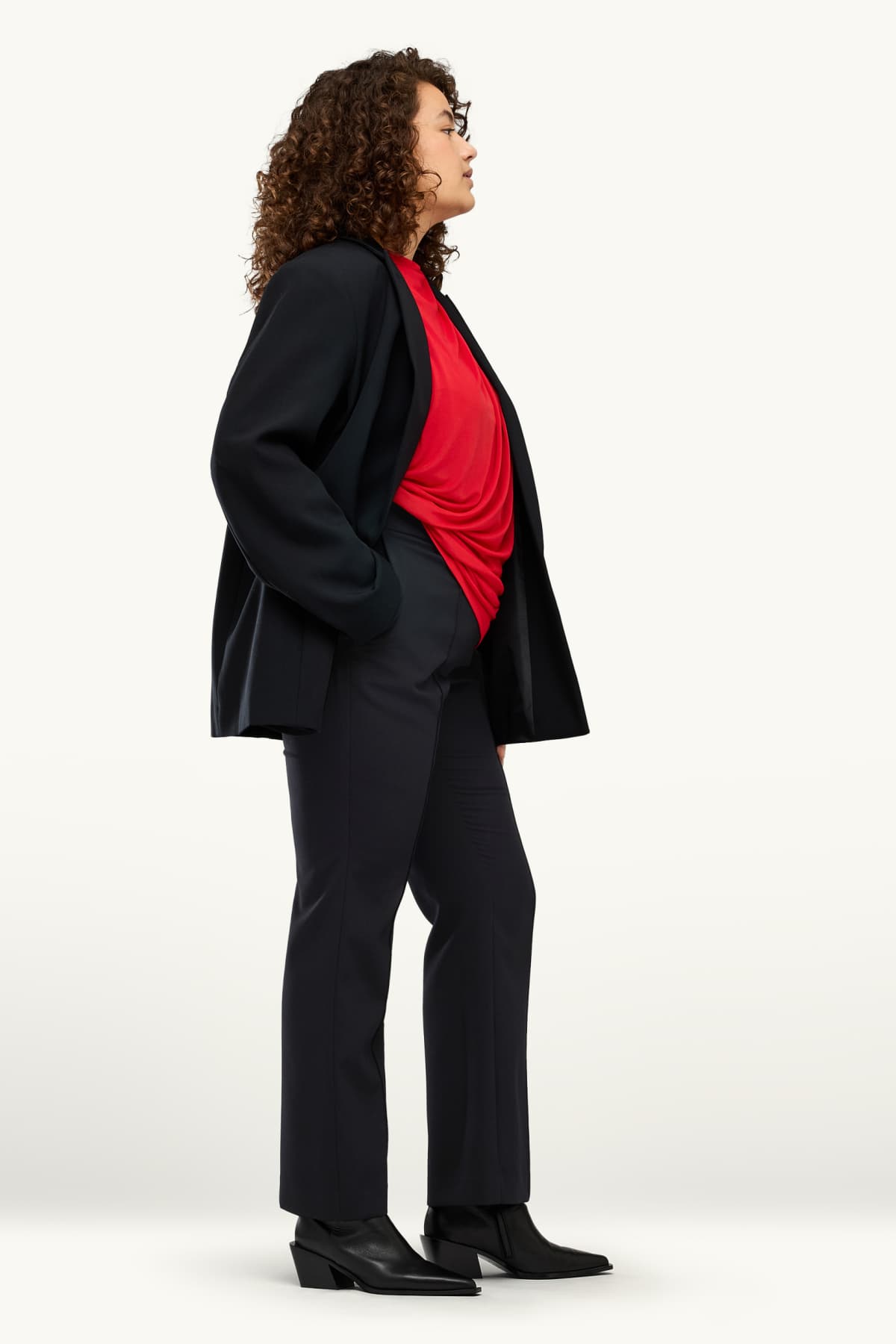 Cloth trousers - mid-rise waist - flared - black