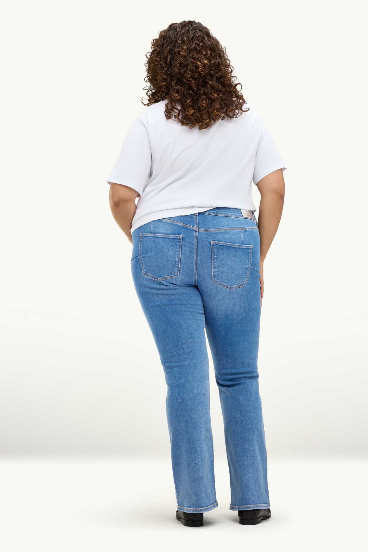 Bootcut jeans - mid-rise waist - shaping jeans - LYCRA® - blue denim