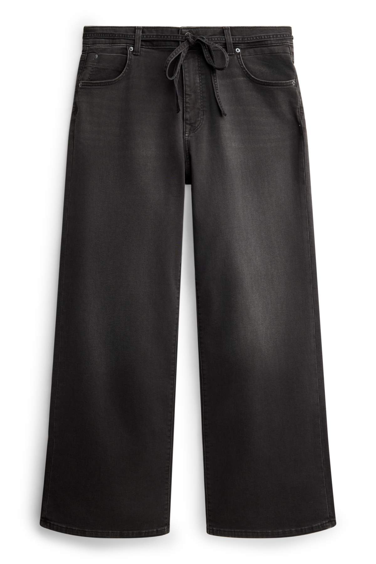 Wide leg jeans - mid-rise waist - jog denim - LYCRA® - denim-dark gray