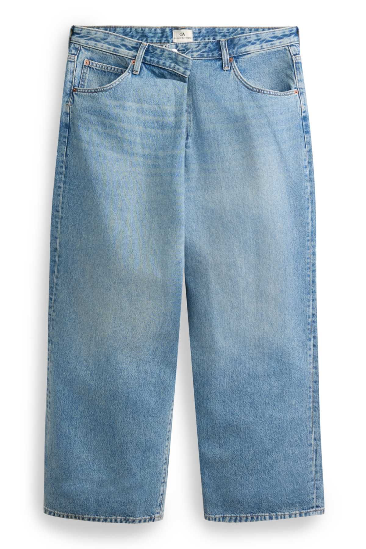Straight jeans - mid-rise waist - blue denim