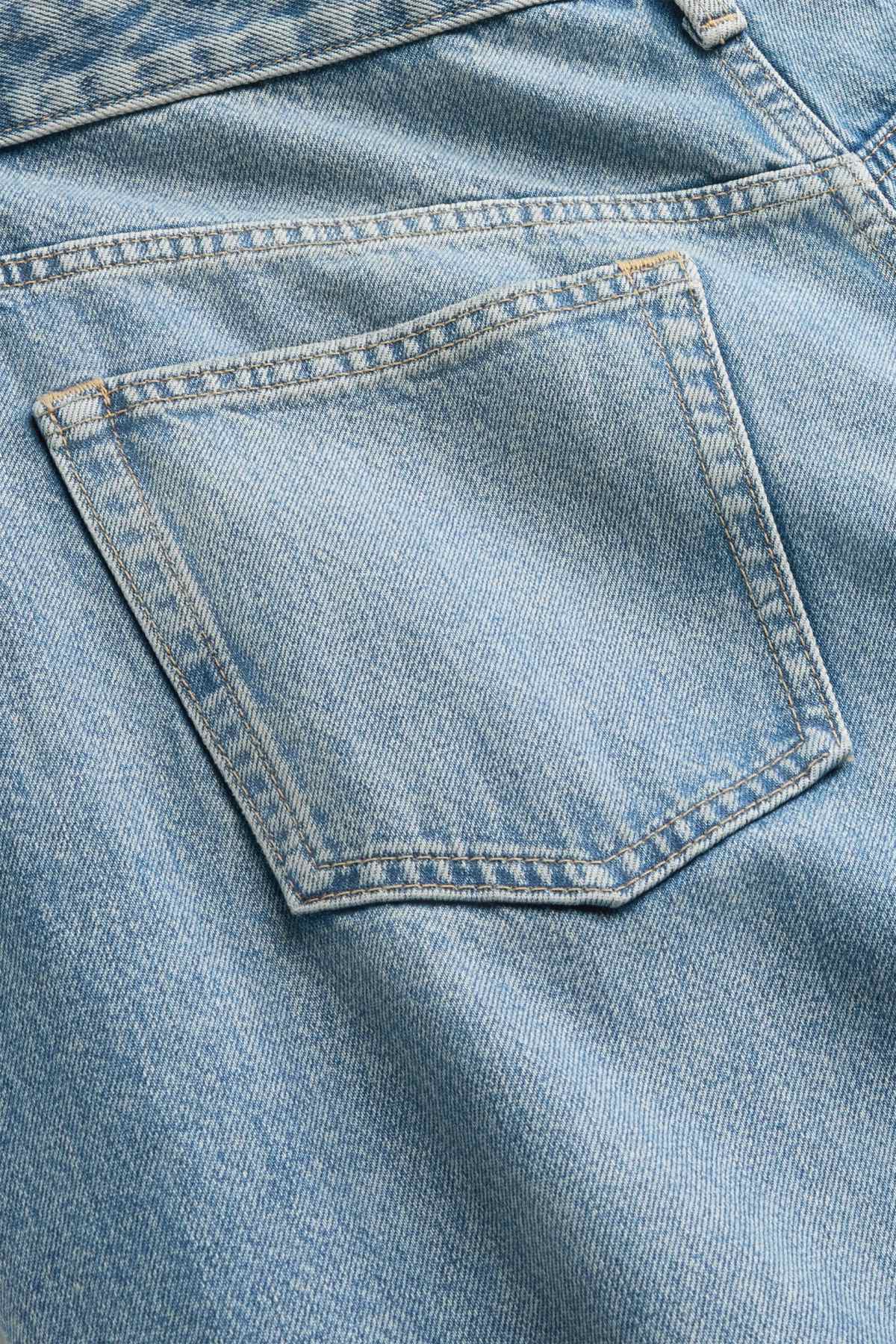 Straight jeans - mid-rise waist - blue denim