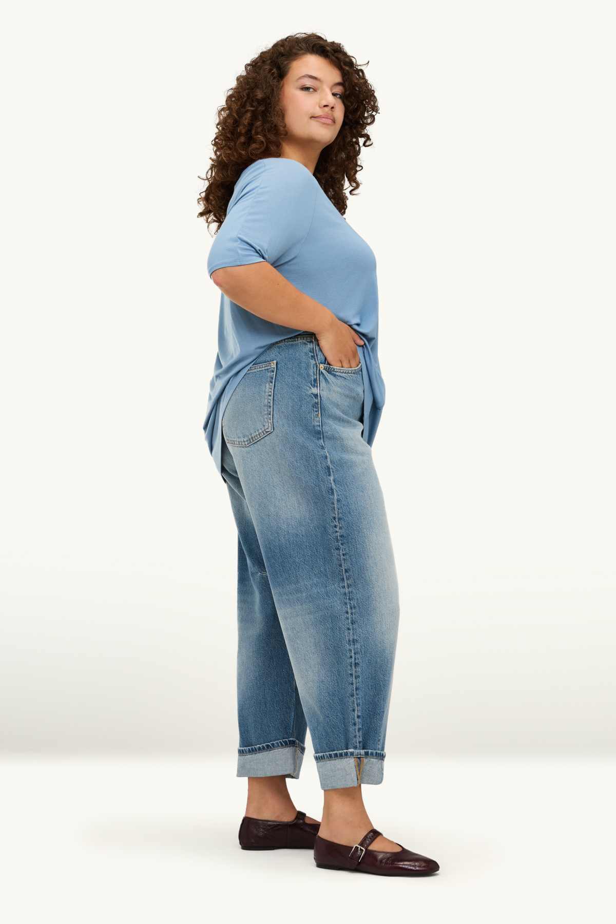 Barrel jeans - high waist - blue denim