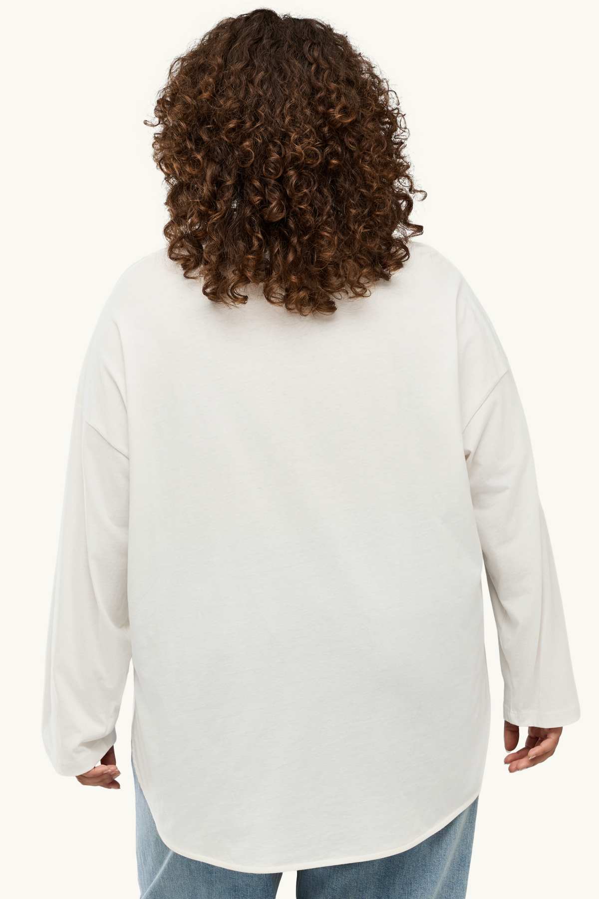 Long sleeve top - relaxed fit - shiny - white