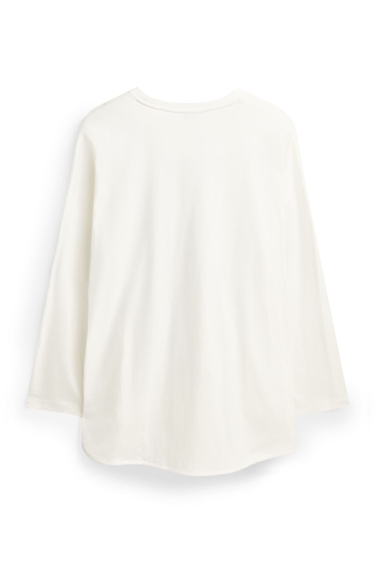 Long sleeve top - relaxed fit - shiny - white