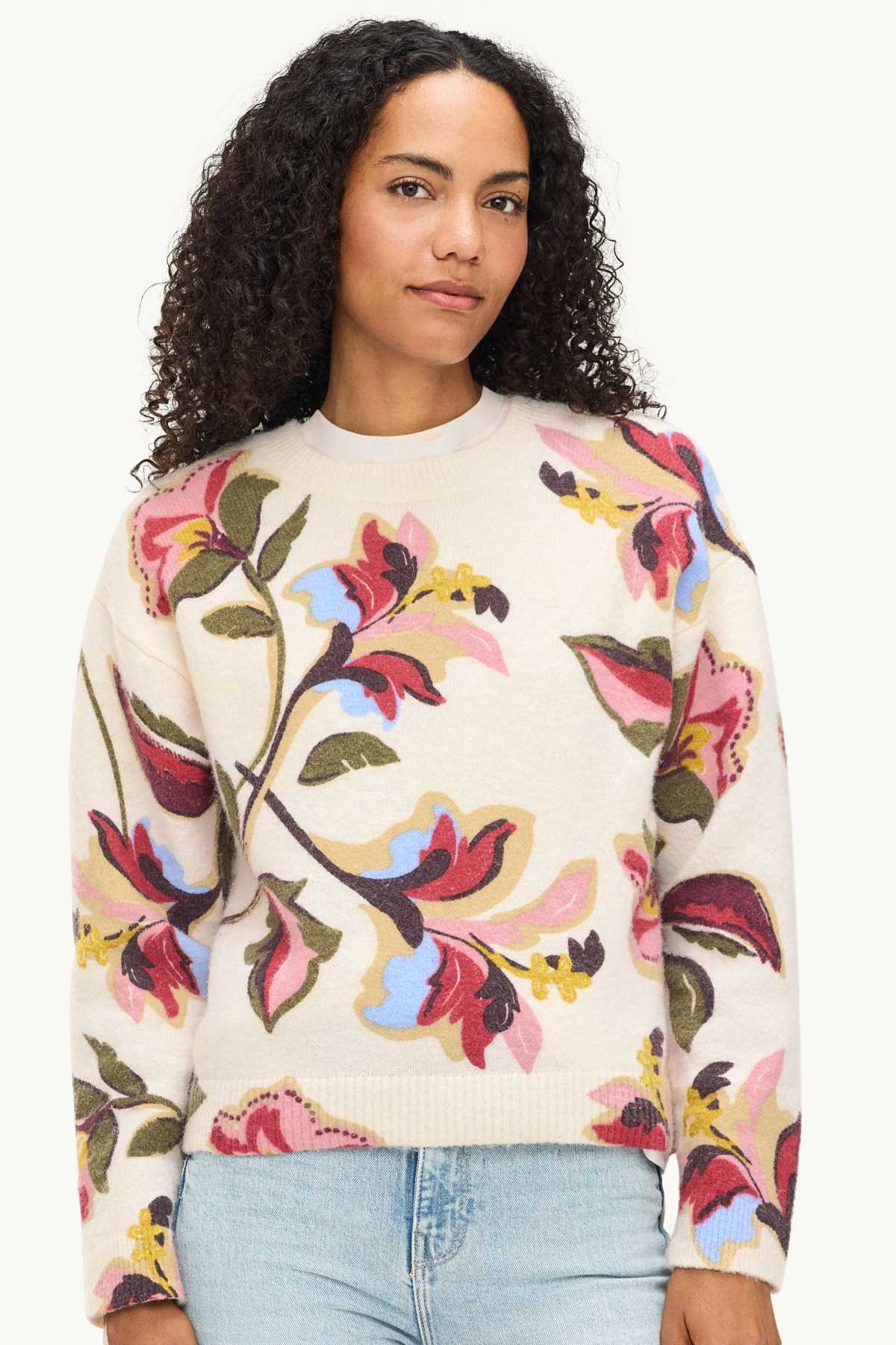 Jumper - floral - creme