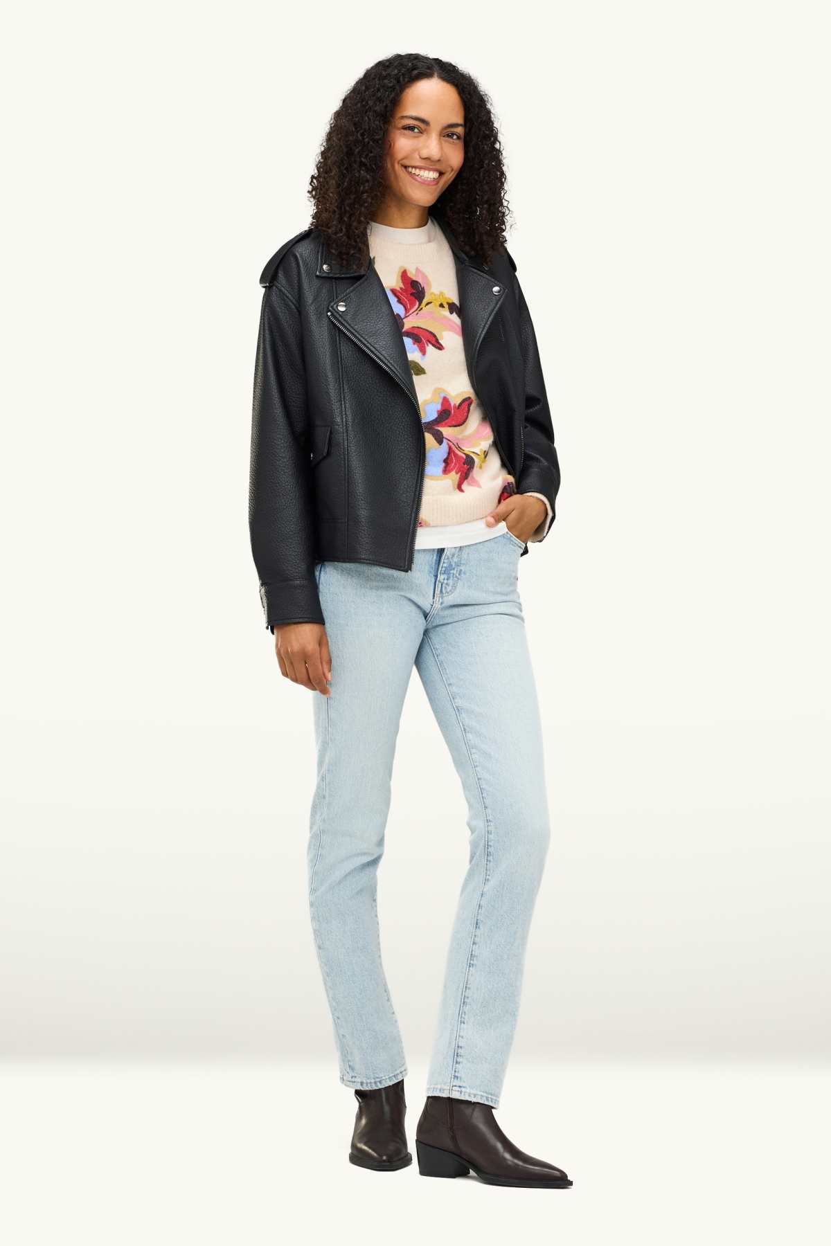 Jumper - floral - creme