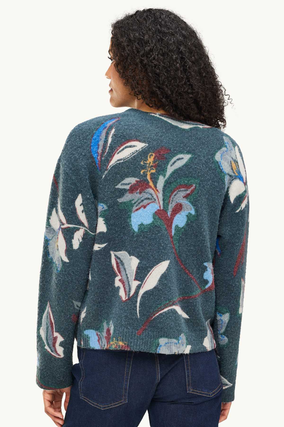 Jumper - floral - dark green