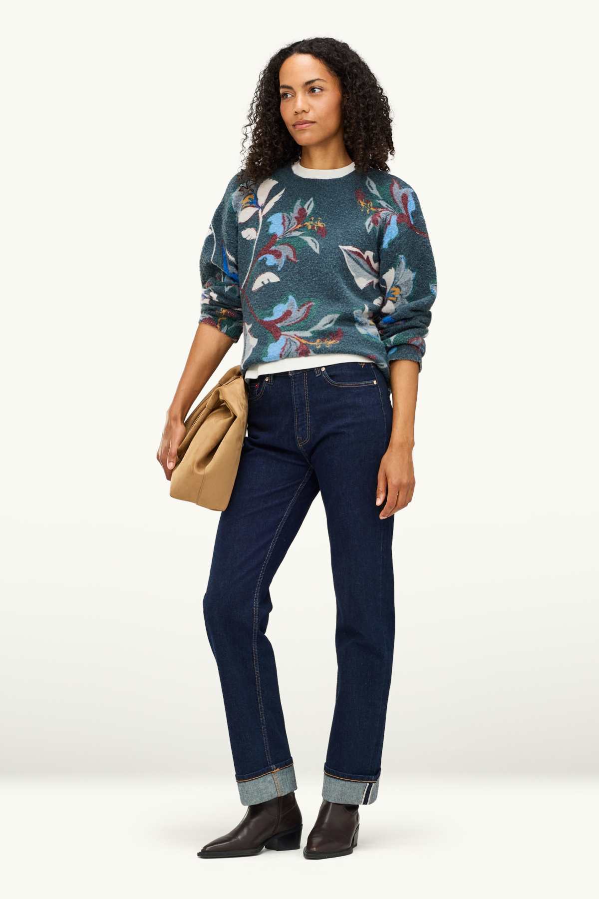 Jumper - floral - dark green