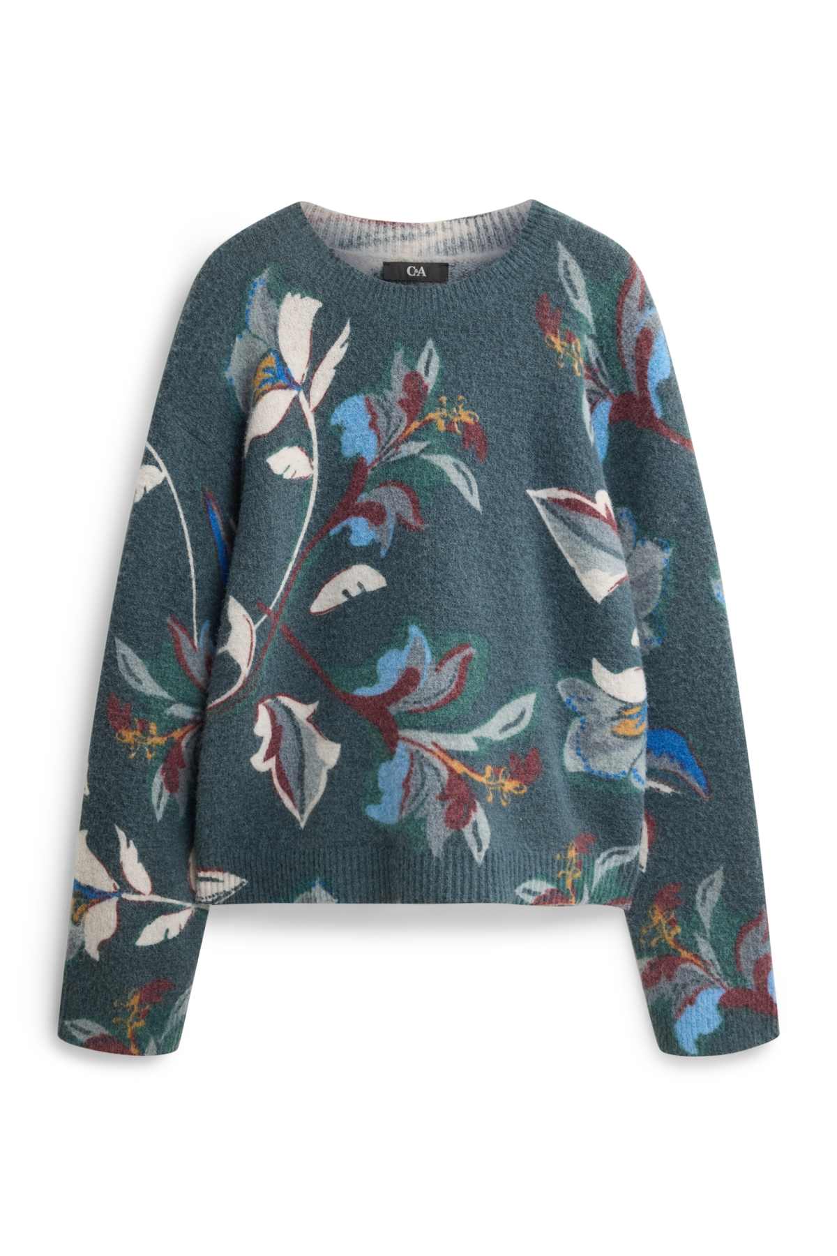 Jumper - floral - dark green