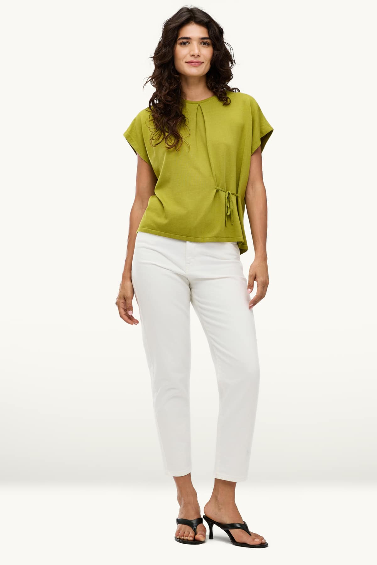 Knitted jumper - short sleeve - green