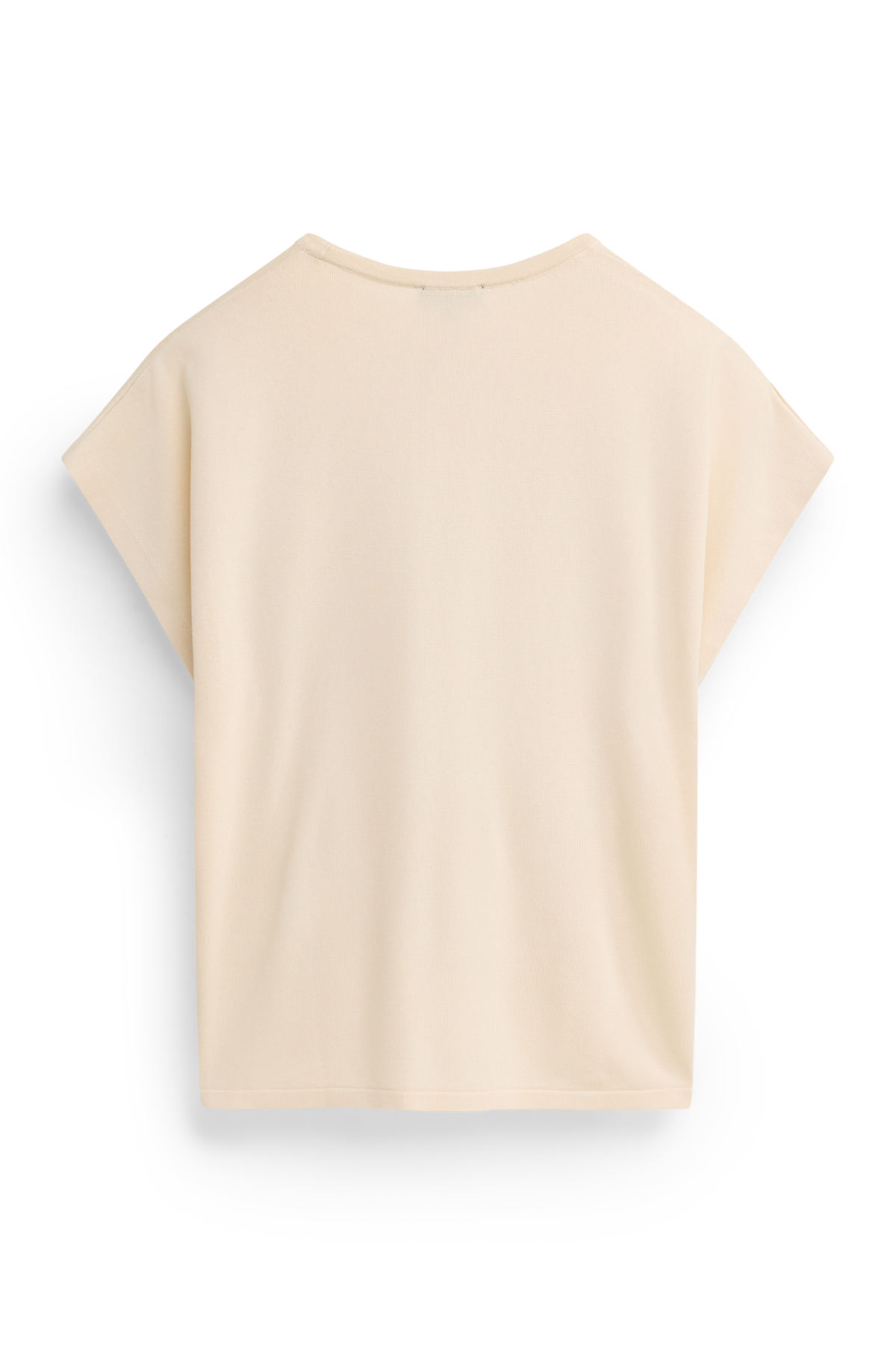 Knitted jumper - short sleeve - light beige