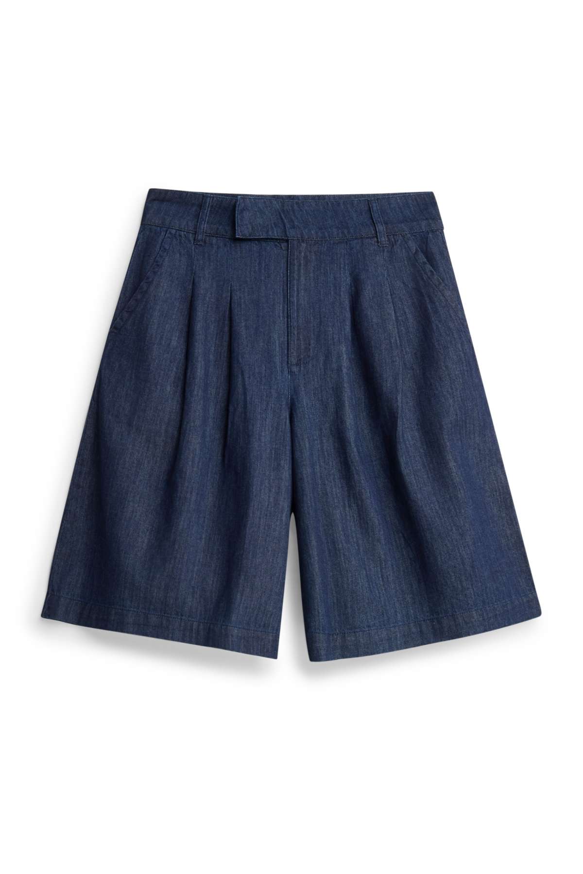 Jorts - mid-rise waist - denim-dark blue