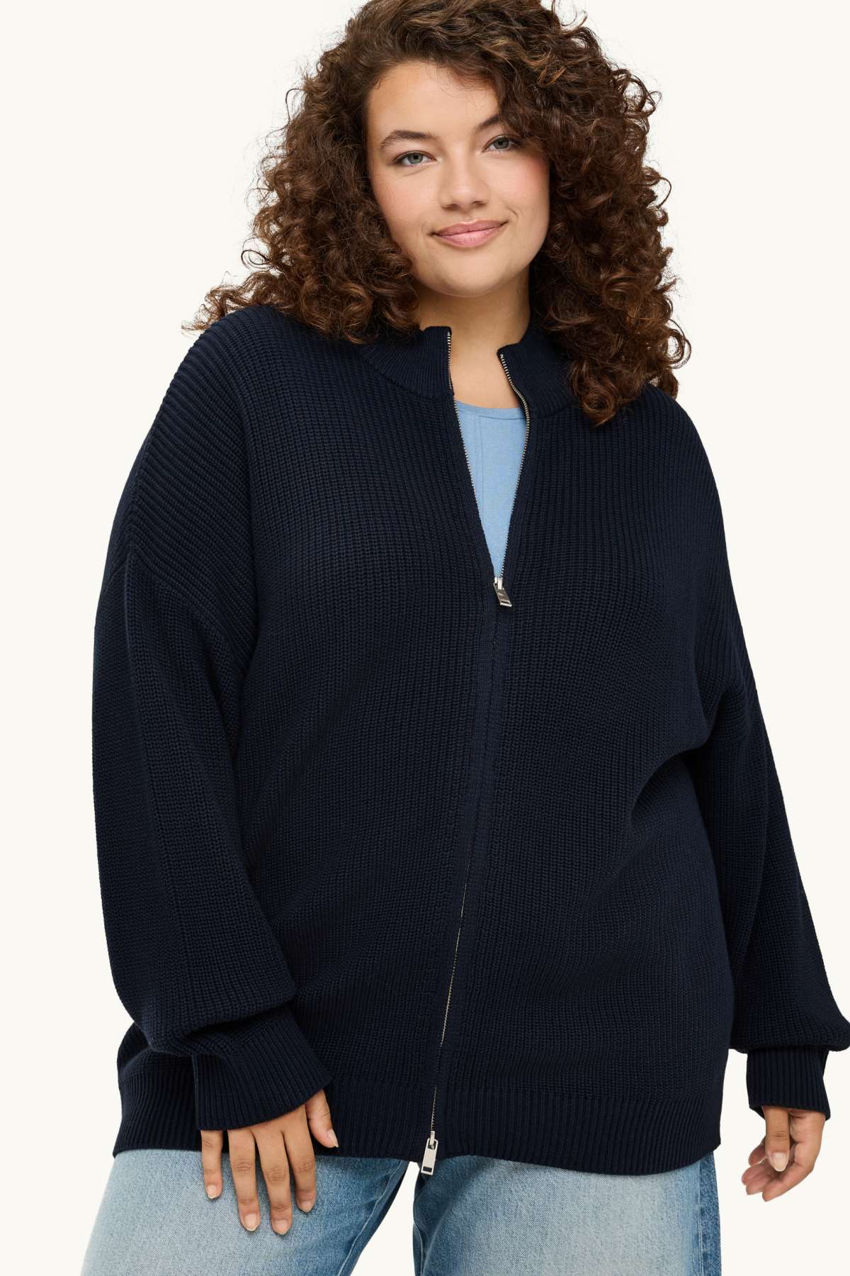 Cardigan - ribbed - dark blue