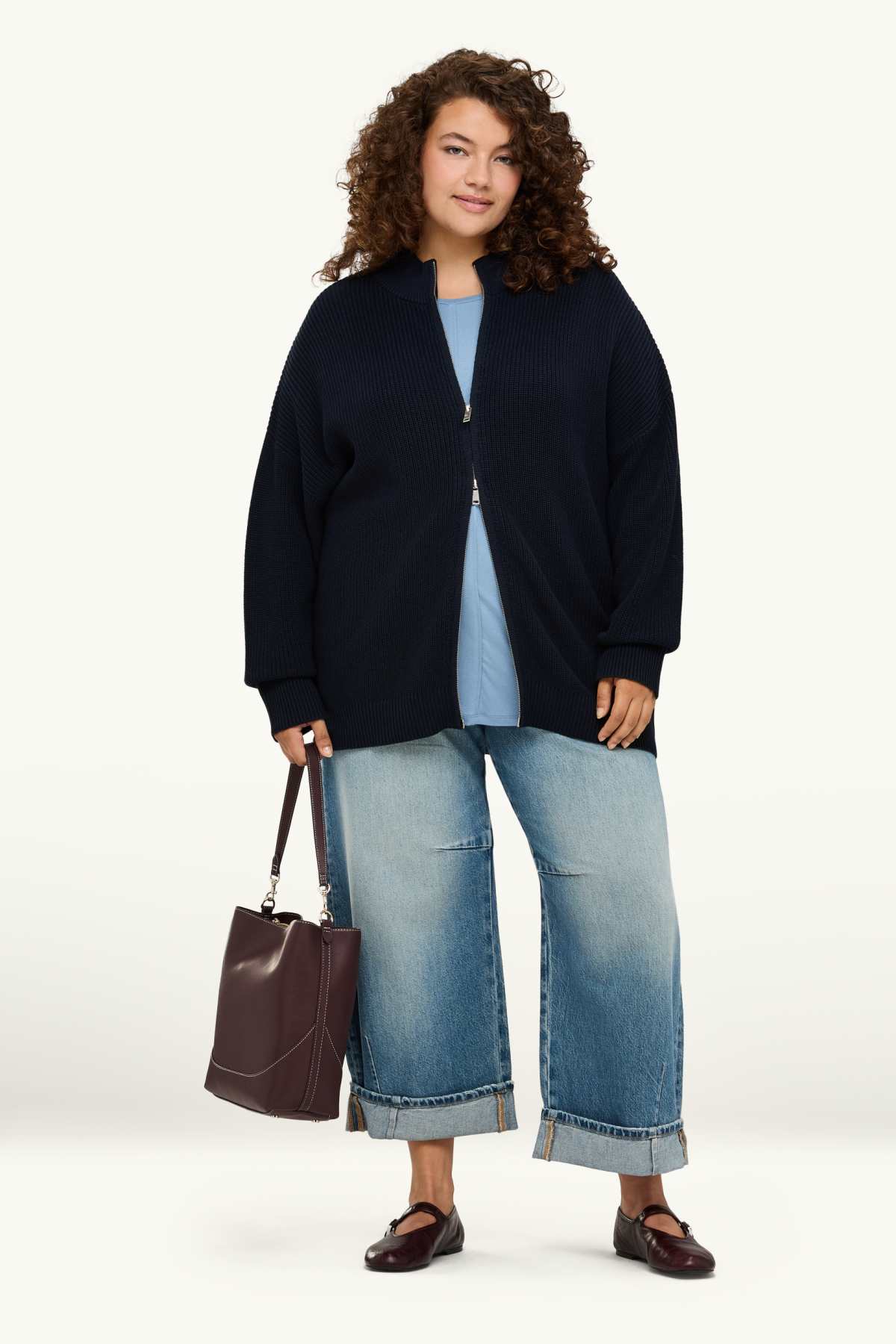 Cardigan - ribbed - dark blue