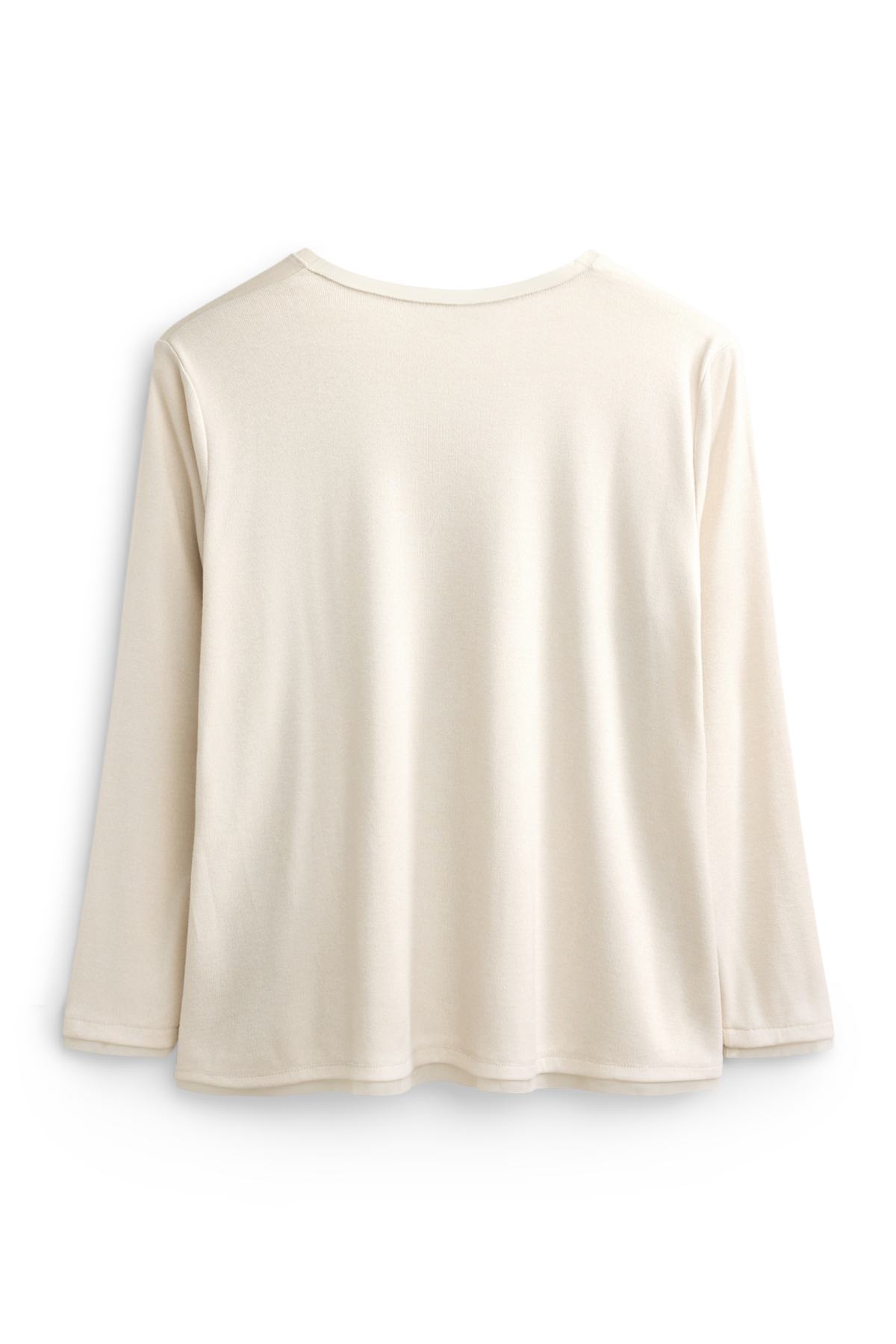 Long sleeve V-neck top - curvy fit - beige