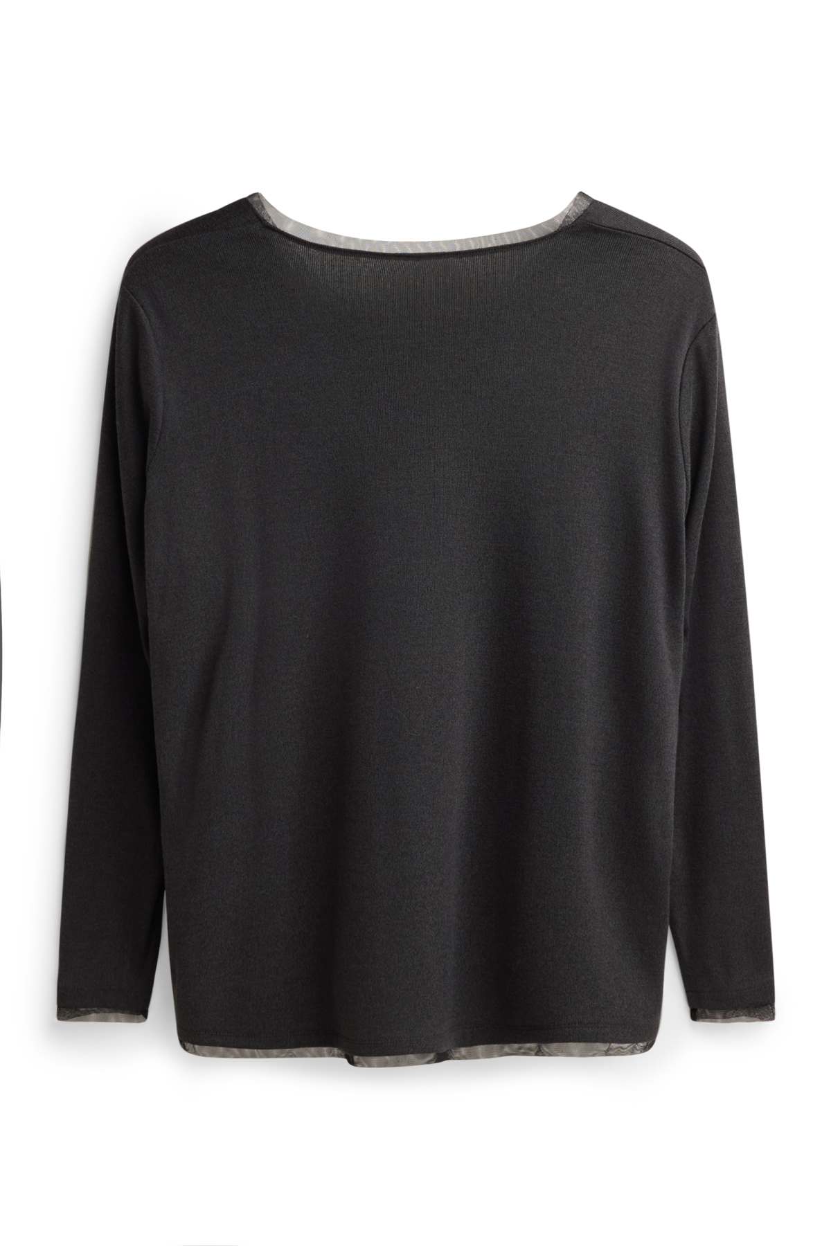 Long sleeve V-neck top - curvy fit - anthracite