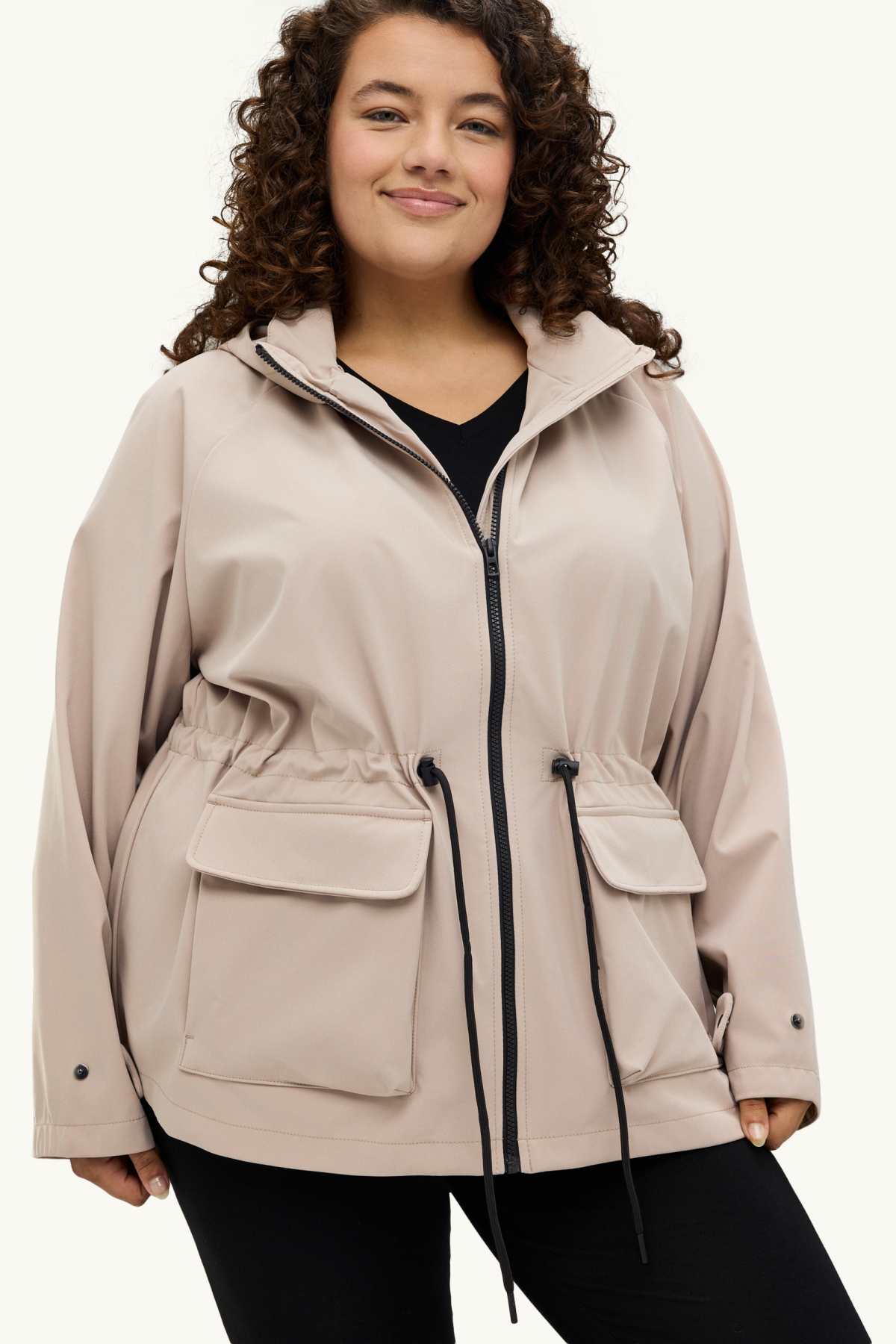Softshell jacket with hood - water-repellent - 4 Way Stretch - beige
