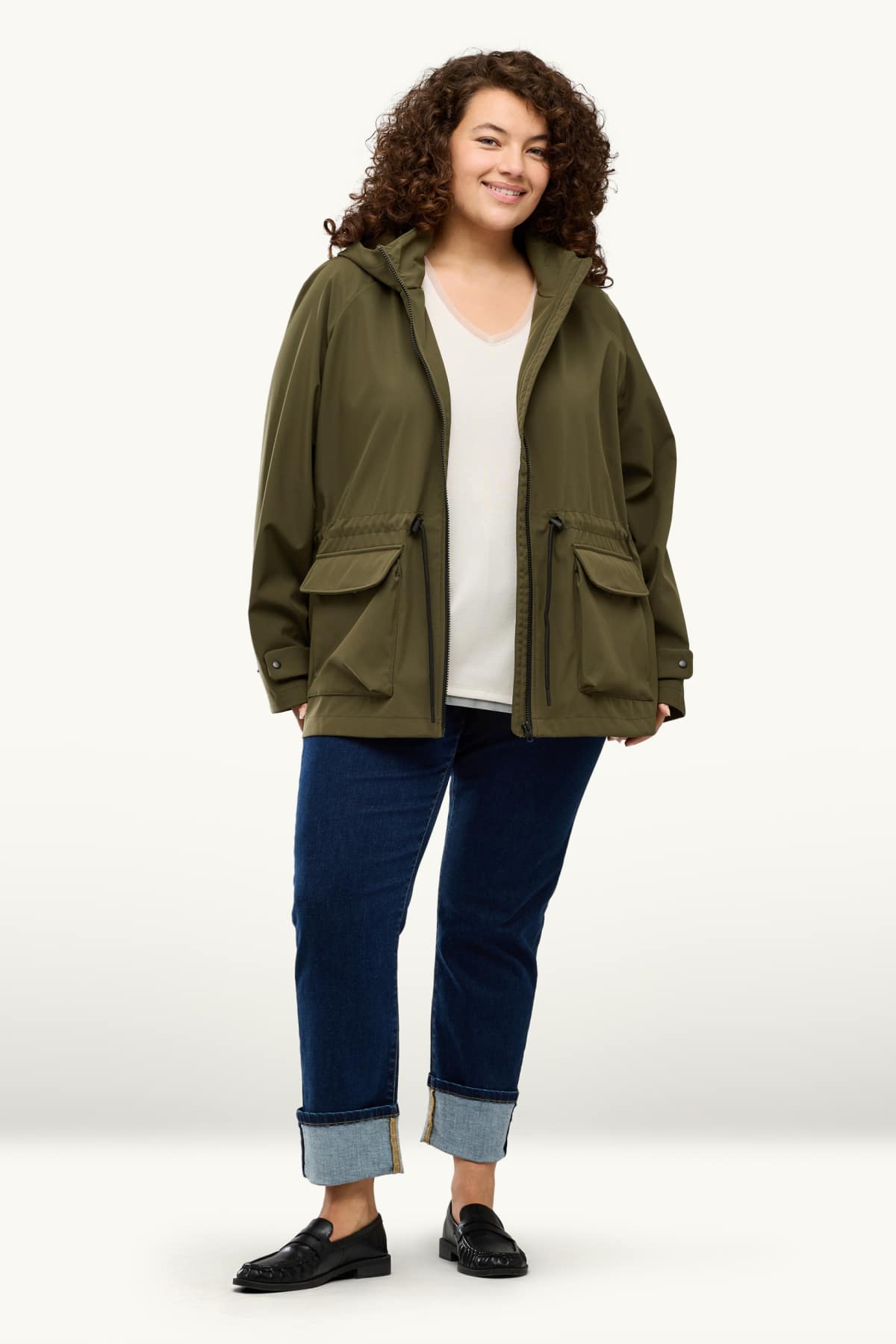 Softshell jacket with hood - water-repellent - 4 Way Stretch - dark green
