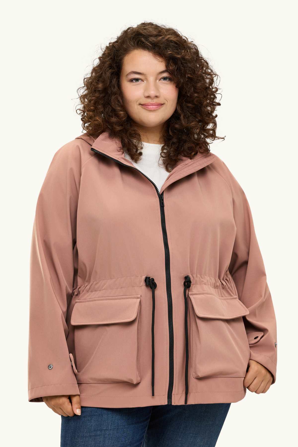 Softshell jacket with hood - water-repellent - 4 Way Stretch - rose