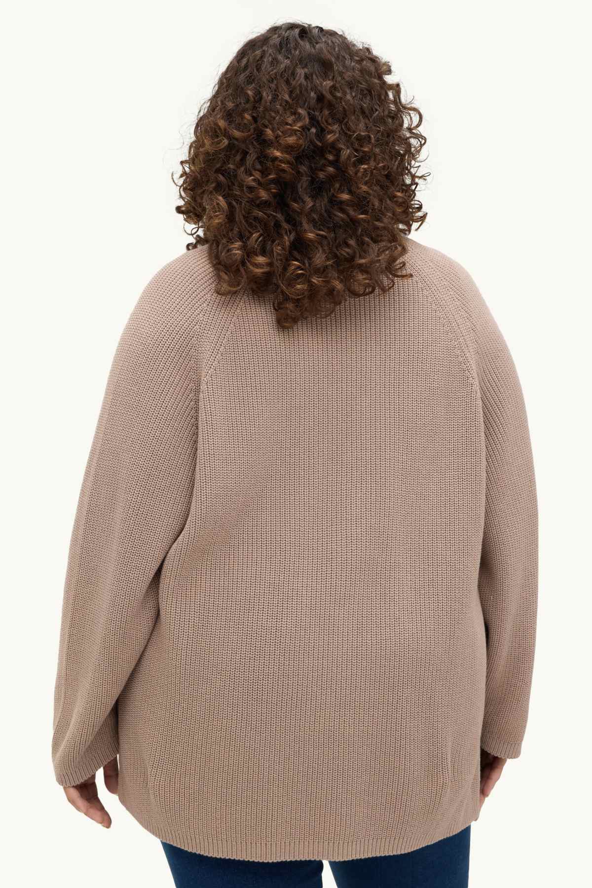 Cardigan - ribbed - nougat coloured