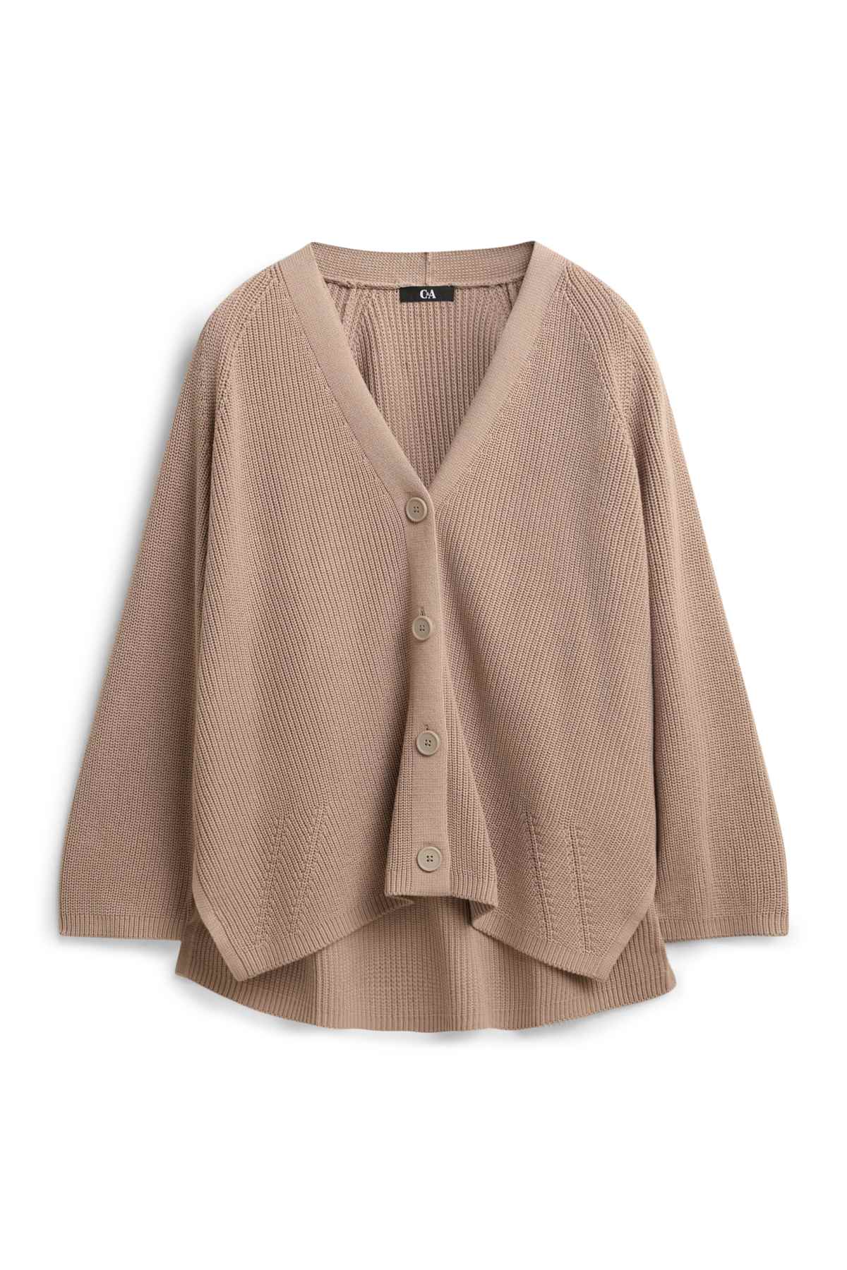 Cardigan - ribbed - nougat coloured