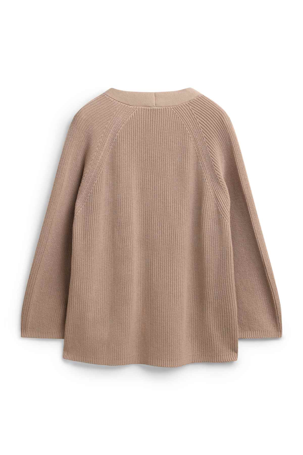 Cardigan - ribbed - nougat coloured